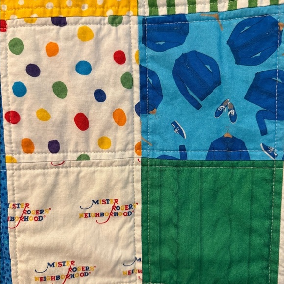 Handmade Mister Rogers Neighborhood One of a Kind Patchwork Quilt Back to School - Picture 7 of 14